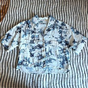 C&C California crop Hawaiian bottom down shirt Size S